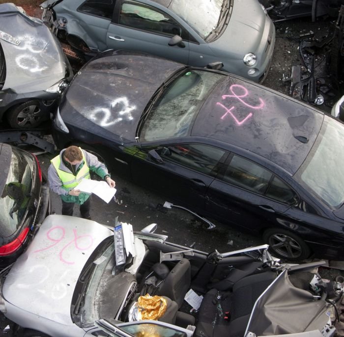 52-vehicle pile-up on a highway A31, Emsland Autobahn, Germany