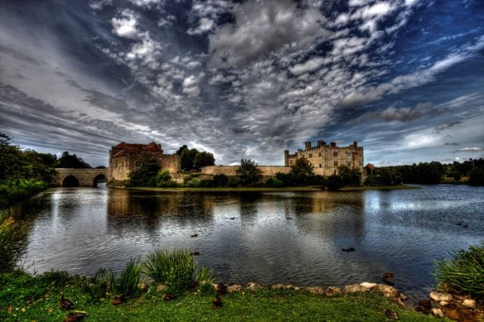 castle surrounded by water