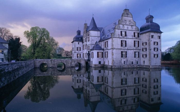 castle surrounded by water