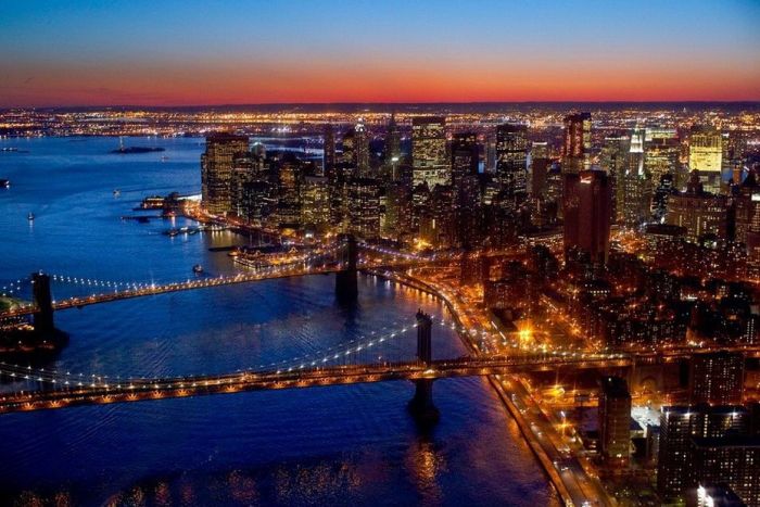 New York City at night, New York, United States