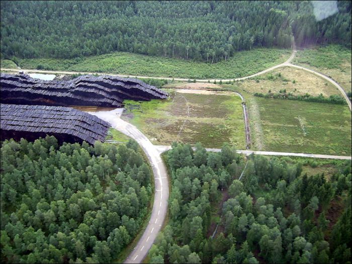 Timber in storage after Gudrun cyclone, Byholma, Sweden