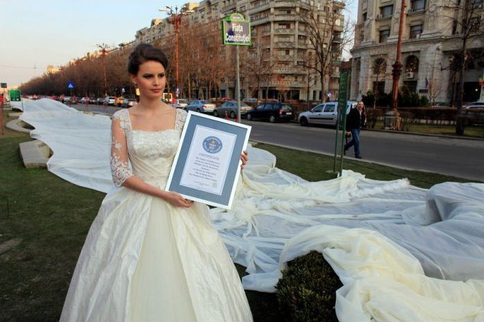 longest wedding dress train