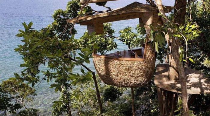 Tree pod dining, Soneva Kiri Resort, Thailand