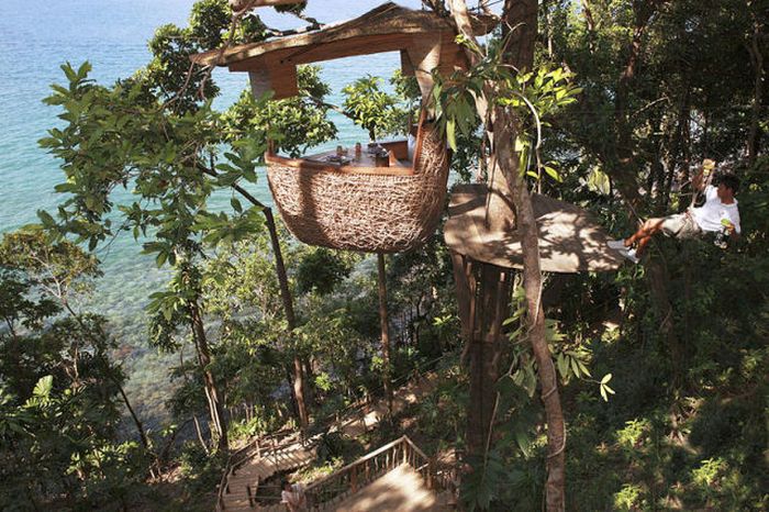 Tree pod dining, Soneva Kiri Resort, Thailand