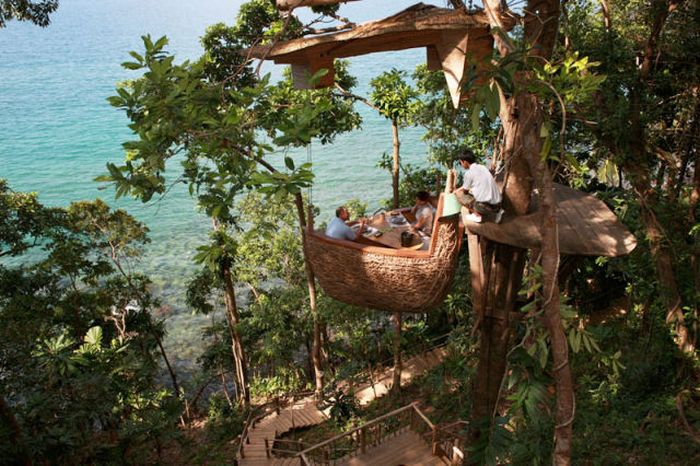 Tree pod dining, Soneva Kiri Resort, Thailand