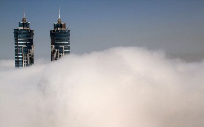 Dubai in the fog, United Arab Emirates