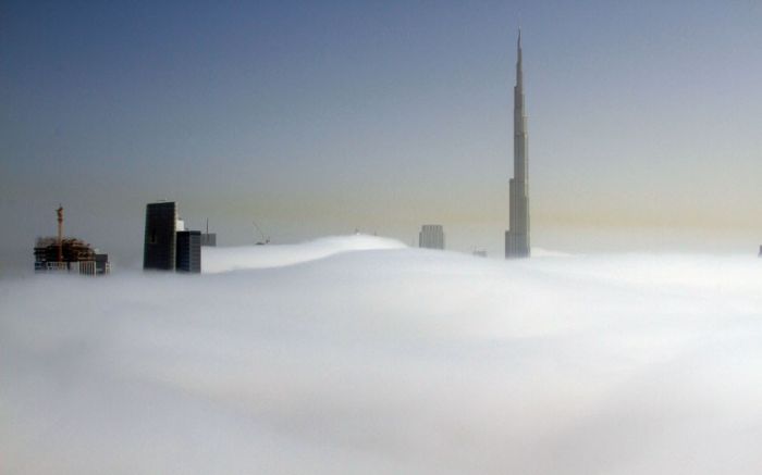 Dubai in the fog, United Arab Emirates