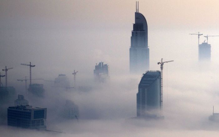 Dubai in the fog, United Arab Emirates