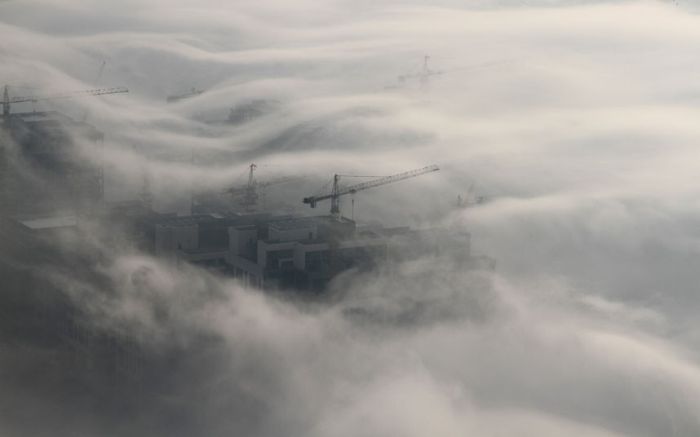 Dubai in the fog, United Arab Emirates