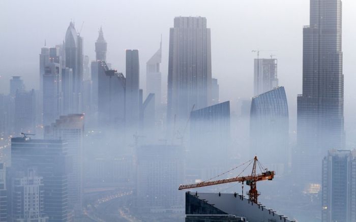 Dubai in the fog, United Arab Emirates