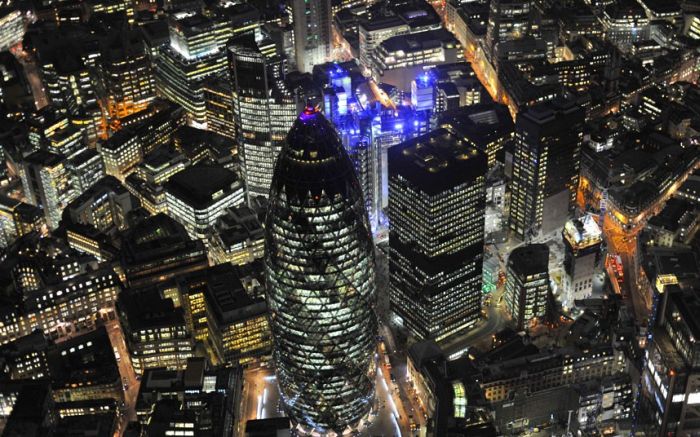 Bird's eye view of Great Britain at night by Jason Hawkes