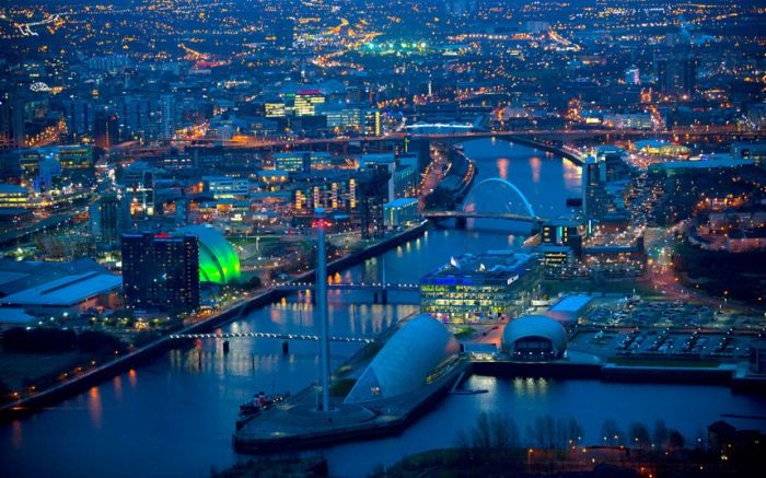 Bird's eye view of Great Britain at night by Jason Hawkes