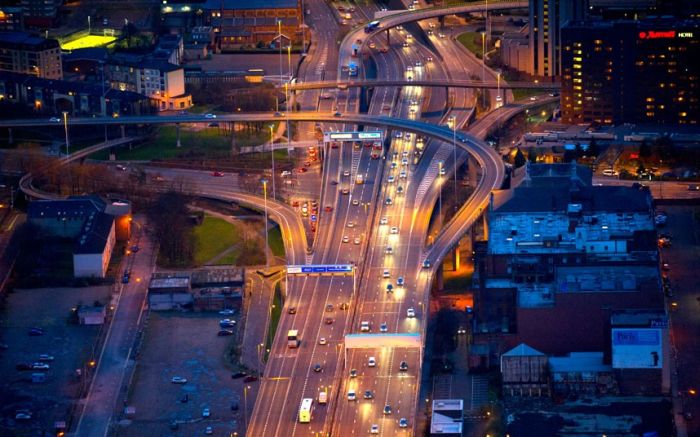 Bird's eye view of Great Britain at night by Jason Hawkes