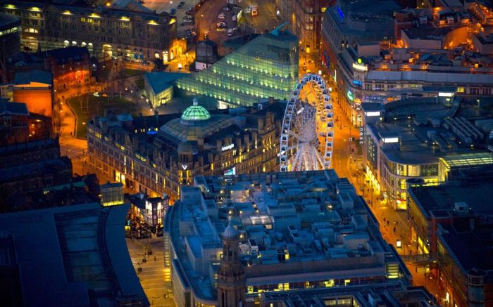 Bird's eye view of Great Britain at night by Jason Hawkes