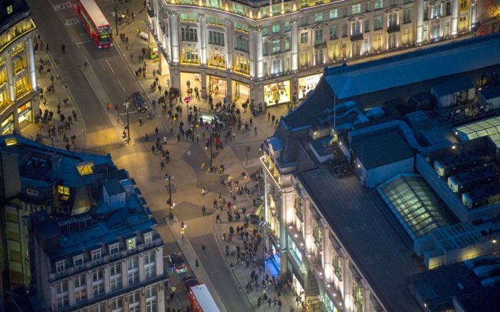 Bird's eye view of Great Britain at night by Jason Hawkes