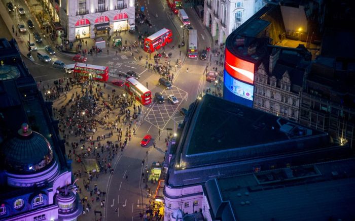 Bird's eye view of Great Britain at night by Jason Hawkes