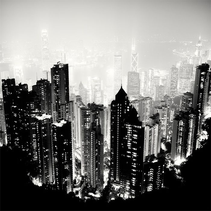 black and white night world cityscape photography