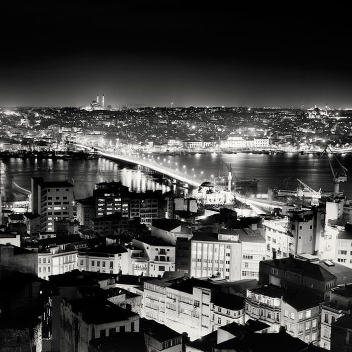 black and white night world cityscape photography