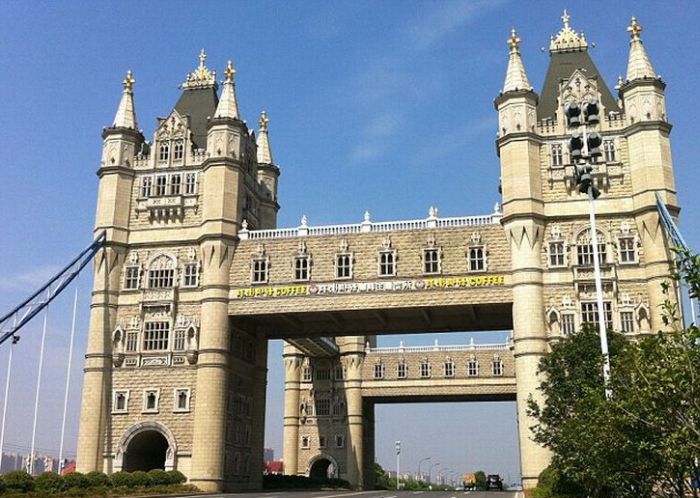 Cloned London Tower Bridge in Suzhou, Jiangsu province, China