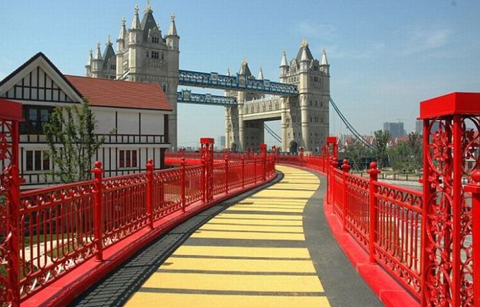 Cloned London Tower Bridge in Suzhou, Jiangsu province, China