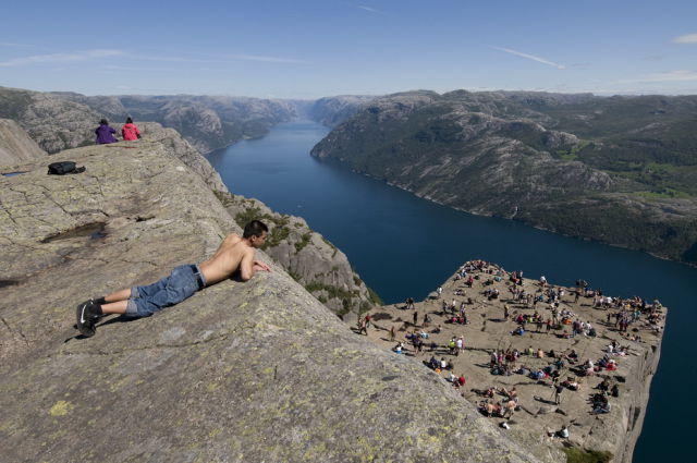 Preikestolen, Hyvlatonnå, Preacher's Pulpit Rock, Lysefjorden, Forsand, Ryfylke, Norway