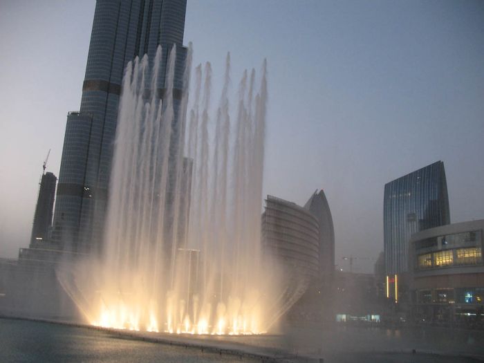 Record fountain system set, Burj Khalifa Lake, Dubai, United Arab Emirates