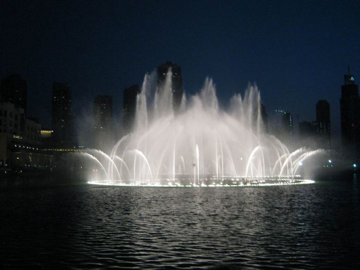 Record fountain system set, Burj Khalifa Lake, Dubai, United Arab Emirates