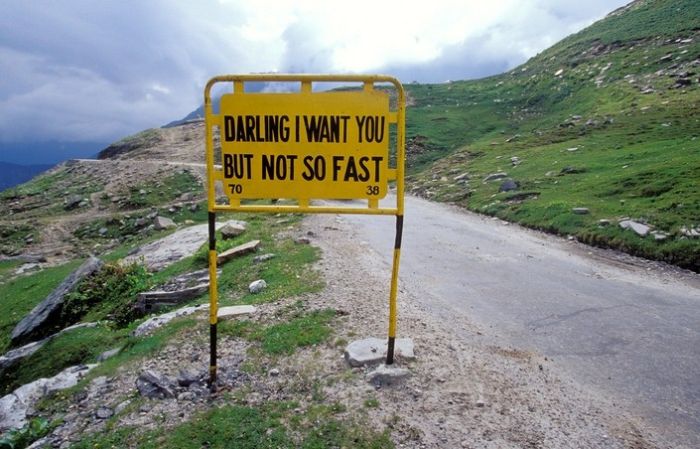 Leh–Manali Highway road signs, Jammu - Kashmir - Himachal Pradesh states, India