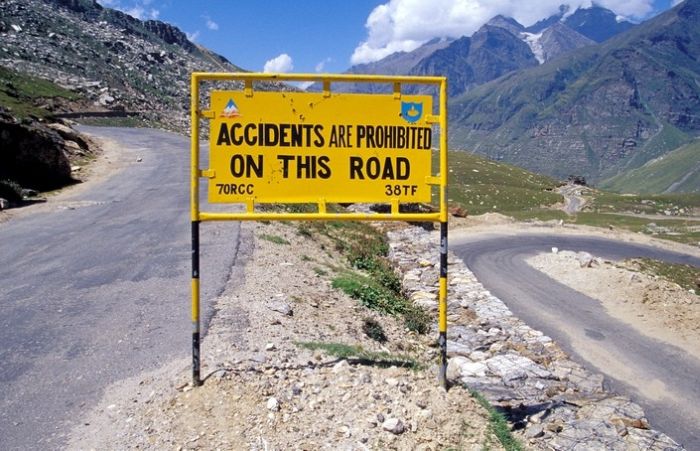 Leh–Manali Highway road signs, Jammu - Kashmir - Himachal Pradesh states, India