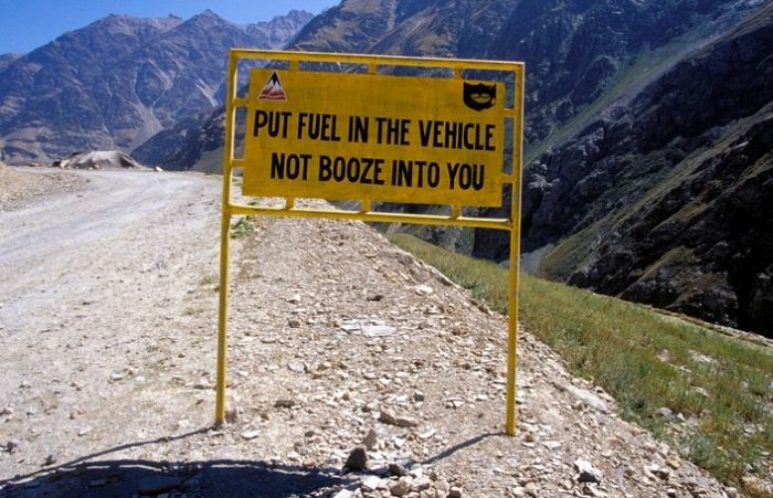 Leh–Manali Highway road signs, Jammu - Kashmir - Himachal Pradesh states, India