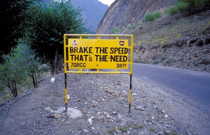 Leh–Manali Highway road signs, Jammu - Kashmir - Himachal Pradesh states, India