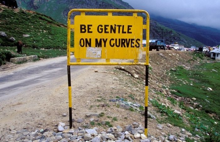 Leh–Manali Highway road signs, Jammu - Kashmir - Himachal Pradesh states, India