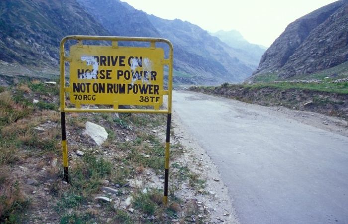 Leh–Manali Highway road signs, Jammu - Kashmir - Himachal Pradesh states, India