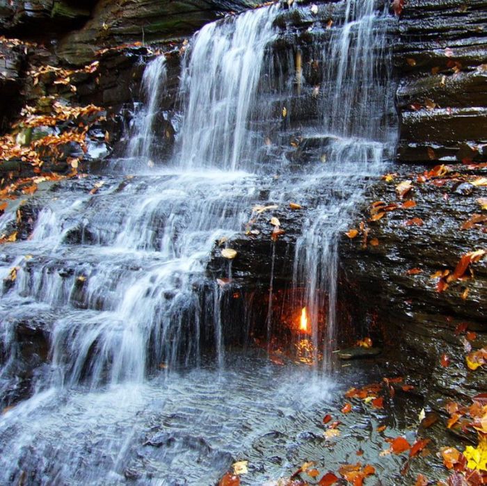 Eternal Flame Falls, Shale Creek Preserve, Chestnut Ridge Park, New York City, United States