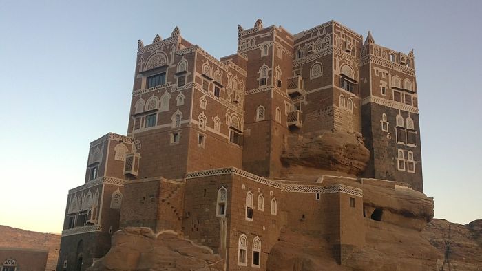 The residence of Imam Yahya, Dar al-Hajar Stone House, Wadi Dhar, Sana, Yemen