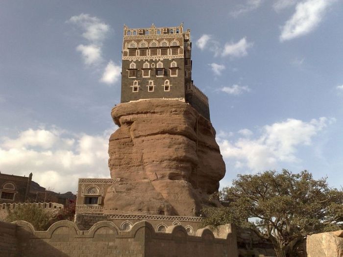 The residence of Imam Yahya, Dar al-Hajar Stone House, Wadi Dhar, Sana, Yemen