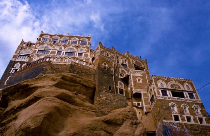 The residence of Imam Yahya, Dar al-Hajar Stone House, Wadi Dhar, Sana, Yemen