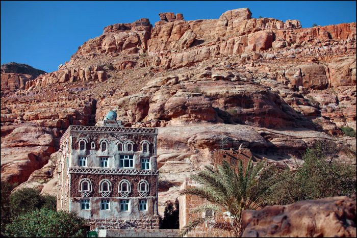 The residence of Imam Yahya, Dar al-Hajar Stone House, Wadi Dhar, Sana, Yemen