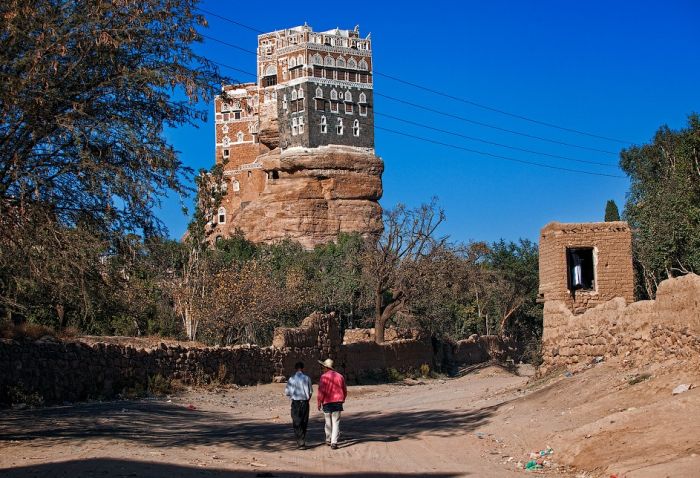 The residence of Imam Yahya, Dar al-Hajar Stone House, Wadi Dhar, Sana, Yemen