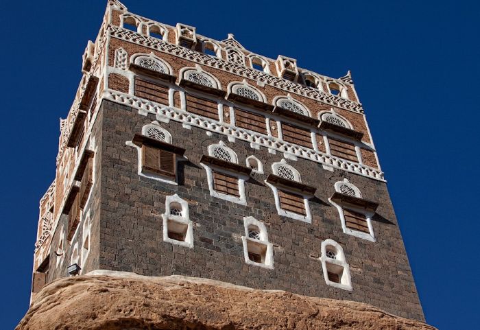 The residence of Imam Yahya, Dar al-Hajar Stone House, Wadi Dhar, Sana, Yemen