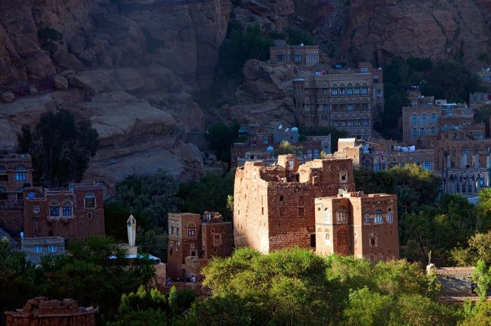 The residence of Imam Yahya, Dar al-Hajar Stone House, Wadi Dhar, Sana, Yemen