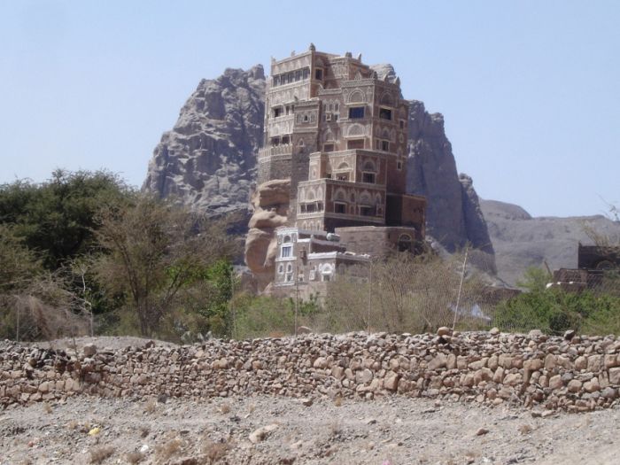 The residence of Imam Yahya, Dar al-Hajar Stone House, Wadi Dhar, Sana, Yemen