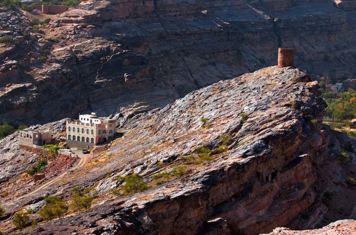 The residence of Imam Yahya, Dar al-Hajar Stone House, Wadi Dhar, Sana, Yemen