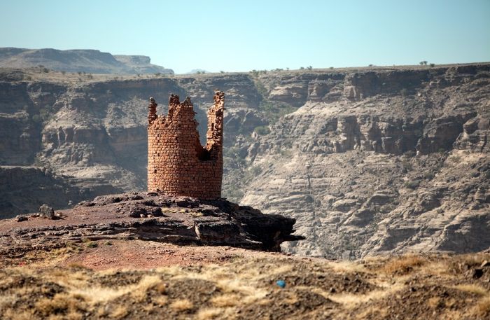 The residence of Imam Yahya, Dar al-Hajar Stone House, Wadi Dhar, Sana, Yemen