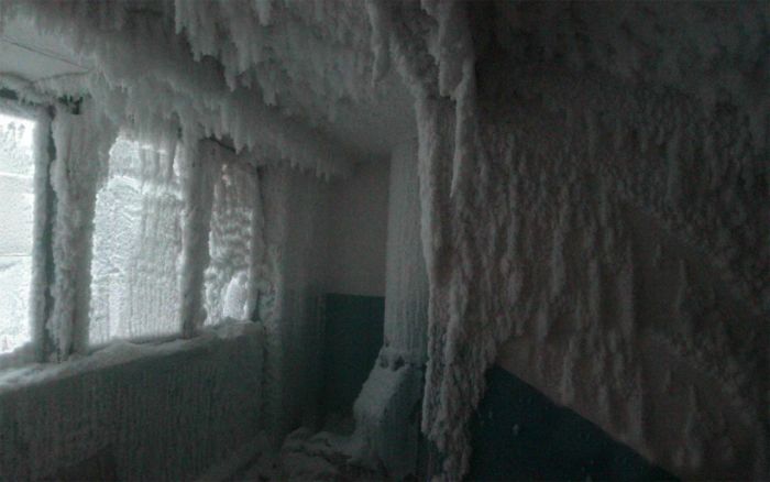 -59 °C (-74 °F) in the building, Karaganda, Kazakhstan
