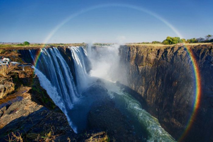 Rainbow over Victoria Falls, Zambezi River, Africa