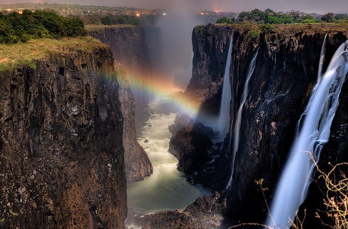 Rainbow over Victoria Falls, Zambezi River, Africa