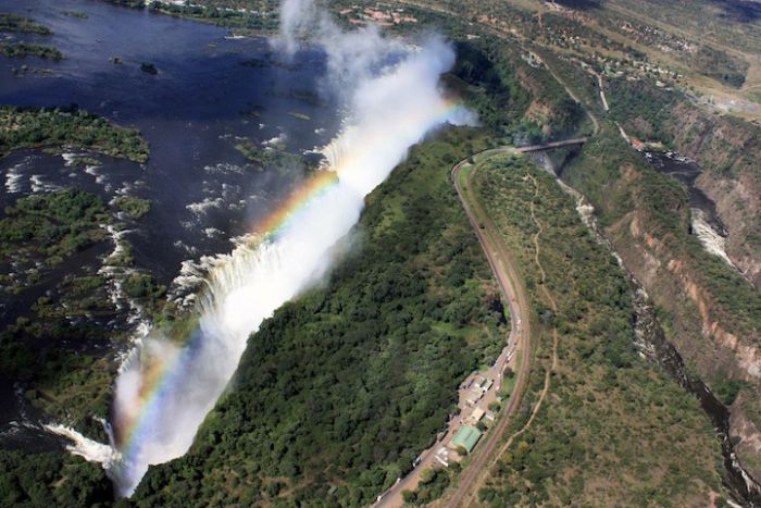 Rainbow over Victoria Falls, Zambezi River, Africa