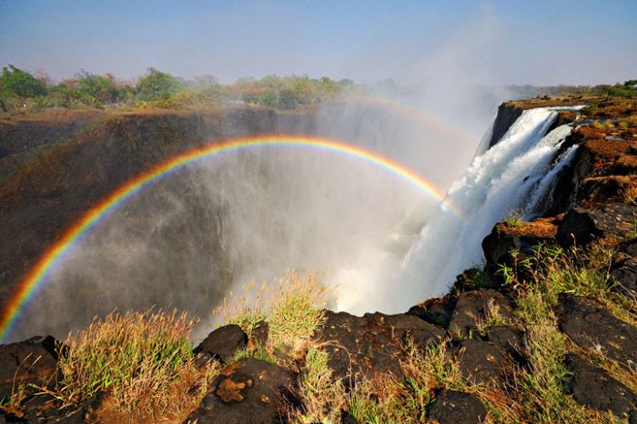 Rainbow over Victoria Falls, Zambezi River, Africa