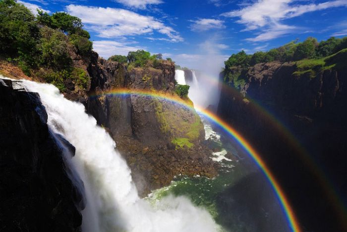 Rainbow over Victoria Falls, Zambezi River, Africa